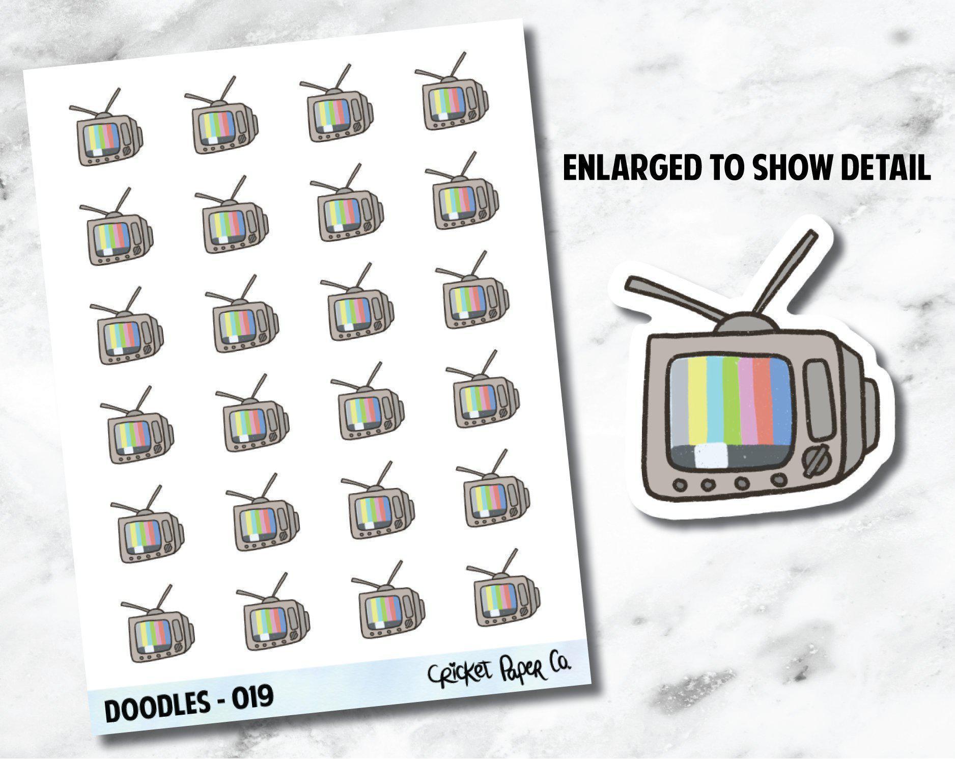 TV, Television, Cable Bill, TV Show Hand Drawn Doodles - 019